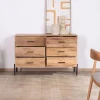 Sale Commode 6 tiroirs "Conoa" acacia et pieds métal noir Commode