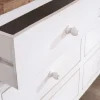Outlet Commode 6 tiroirs en acacia "Equinoxe" blanche et plateau naturel Commode