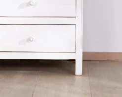 Outlet Commode 6 tiroirs en acacia "Equinoxe" blanche et plateau naturel Commode