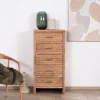 Online Commode verticale 5 tiroirs "Conoa" en acacia avec façades cannelées Commode