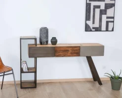 Online Console moderne design avec rangements bois métal et ciment