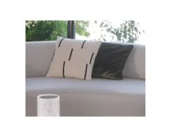 Clearance Coussin de canapé blanc cassé et noir 