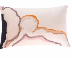 Hot Coussin en tissu motif brodé et imprimé "Matis" 50 x 30 cm Décoration