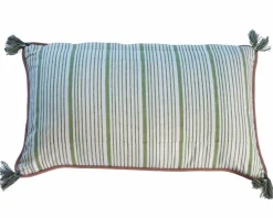 Sale Coussin en tissu motif floral vert rose 