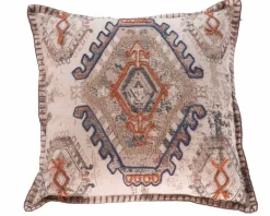 Coussin imprimé motif ethnique "Solira" coton flammé 45x45 cm Décoration
