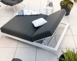 Hot Double bain de soleil matelassé gris foncé et blanc 
