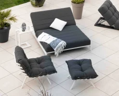 Hot Double bain de soleil matelassé gris foncé et blanc 