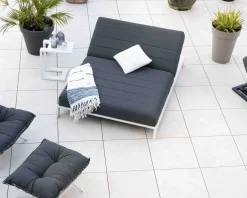 Hot Double bain de soleil matelassé gris foncé et blanc 