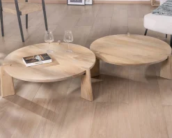Discount Duo de tables basses rondes en manguier naturel 