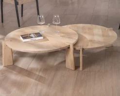 Discount Duo de tables basses rondes en manguier naturel 