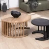 New Duo de tables basses rondes en manguier sablé marron et noir "Koneks" Table Basse Ovale Ou Ronde