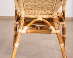Clearance Elégant petit fauteuil en rotin tressé avec assise tissu