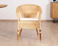 Clearance Elégant petit fauteuil en rotin tressé avec assise tissu