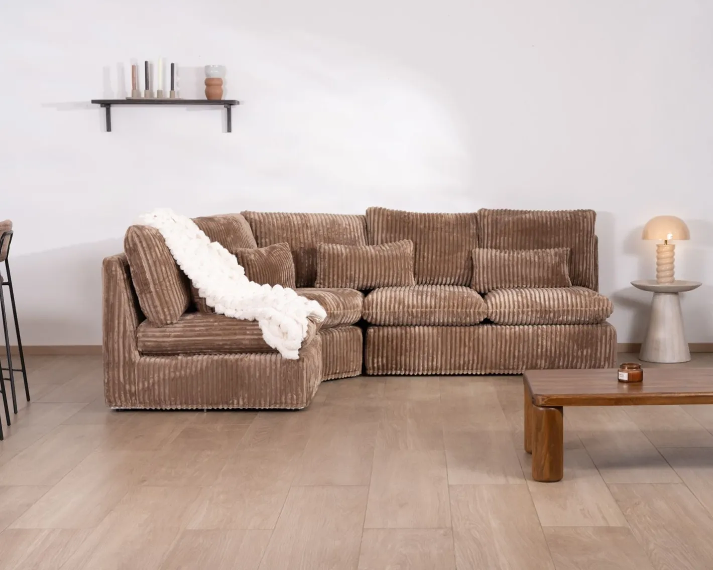 Hot Elément 2 places pour canapé modulaire "Kédusa" en velours larges côtes coloris camel Canapé D'Angle|Canapé Modulable