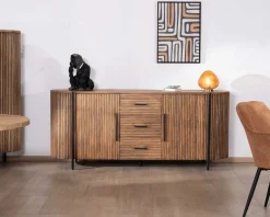 Discount Enfilade 200 cm avec portes et tiroirs en bois exotiques 