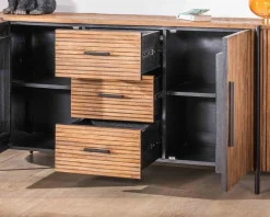 Discount Enfilade 200 cm avec portes et tiroirs en bois exotiques 