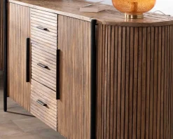Discount Enfilade 200 cm avec portes et tiroirs en bois exotiques 