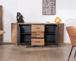 Discount Enfilade 200 cm avec portes et tiroirs en bois exotiques 