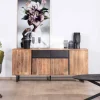 Enfilade 175cm en acacia avec 2 tiroirs et pieds métal noirs "Bennett" Buffet Et Bahut