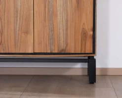 Online Enfilade contemporaine 4 portes en teck naturel et métal noir 
