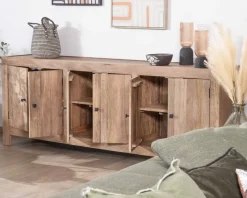 Outlet Enfilade en manguier massif 200cm finition sablée 6 portes "Maestro" Buffet Et Bahut