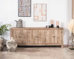 Outlet Enfilade en manguier massif 200cm finition sablée 6 portes 
