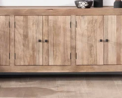 Outlet Enfilade en manguier massif 200cm finition sablée 6 portes 