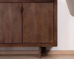 Enfilade esprit rétro chic 4 portes 180 cm en manguier massif teinte noyer "Odessa" Buffet Et Bahut