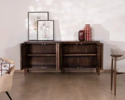 Enfilade esprit zen en manguier 180 cm « Sicora » teinte noyer Buffet Et Bahut