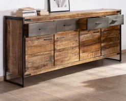 Discount Enfilade industrielle 200 cm en manguier et métal