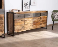 Discount Enfilade industrielle 200 cm en manguier et métal