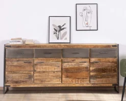 Discount Enfilade industrielle 200 cm en manguier et métal