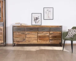 Discount Enfilade industrielle 200 cm en manguier et métal