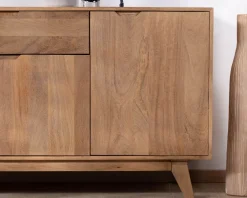 New Enfilade 4 portes 200 cm en manguier teinte noyer clair 