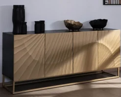 Clearance Enfilade 4 portes dorée et noire 