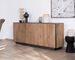 Discount Enfilade style épuré en manguier massif "Santo" 4 portes Buffet Et Bahut