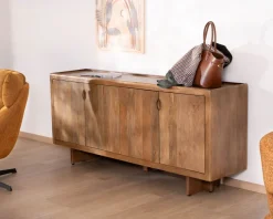 Clearance Enfilade vintage 4 portes en manguier naturel 