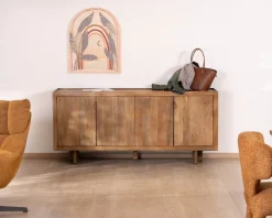 Clearance Enfilade vintage 4 portes en manguier naturel 