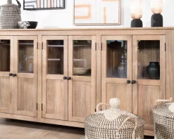 Enfilade vitrée 6 portes en manguier massif 190cm "Maestro" Buffet Et Bahut