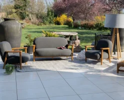 Outlet Ensemble canapé et fauteuil de jardin en tissu gris foncé "Aristochair" Canapé De Jardin|Salon De Jardin