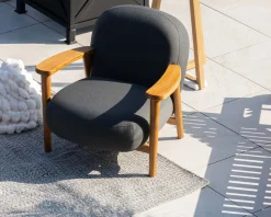 Outlet Ensemble canapé et fauteuil de jardin en tissu gris foncé 