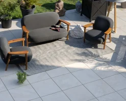 Outlet Ensemble canapé et fauteuil de jardin en tissu gris foncé 