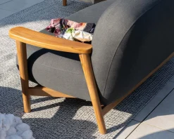 Outlet Ensemble canapé et fauteuil de jardin en tissu gris foncé 