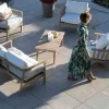 Clearance Ensemble canapé et fauteuils matelassés en teck et corde "Rafita" Canapé De Jardin|Salon De Jardin