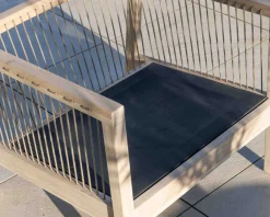 Clearance Ensemble canapé et fauteuils matelassés en teck et corde 