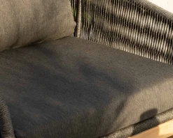 New Ensemble de jardin haut de gamme 3 pièces en teck et tissu gris foncé "Tuléo" Canapé De Jardin|Salon De Jardin