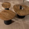 Best Ensemble de 3 tables basses en bois et métal formes galets naturels "Daun" Table D'Appoint
