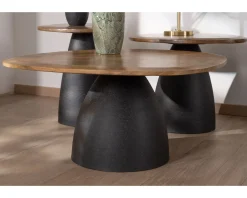 Best Ensemble de 3 tables basses en bois et métal formes galets naturels 