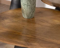 Best Ensemble de 3 tables basses en bois et métal formes galets naturels 