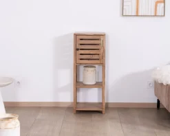 Online Etagère de rangement en acacia avec un compartiment en persienne